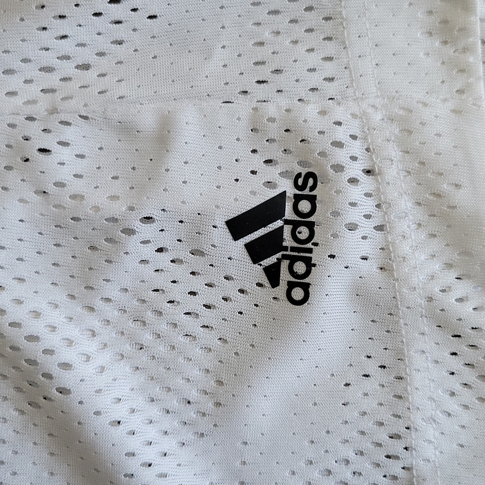 Adidas Crew neck White Black Stripes mesh tank top Size Small - Picture 5 of 9